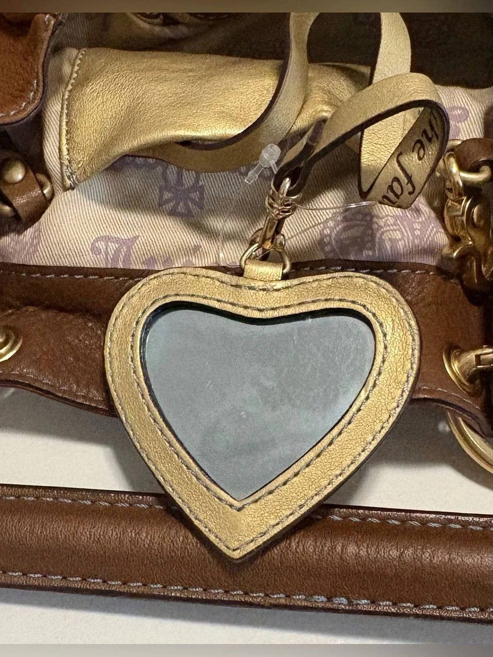 Vintage Juicy Couture Brown Leather Hobo Shoulder Bag- Complete Set